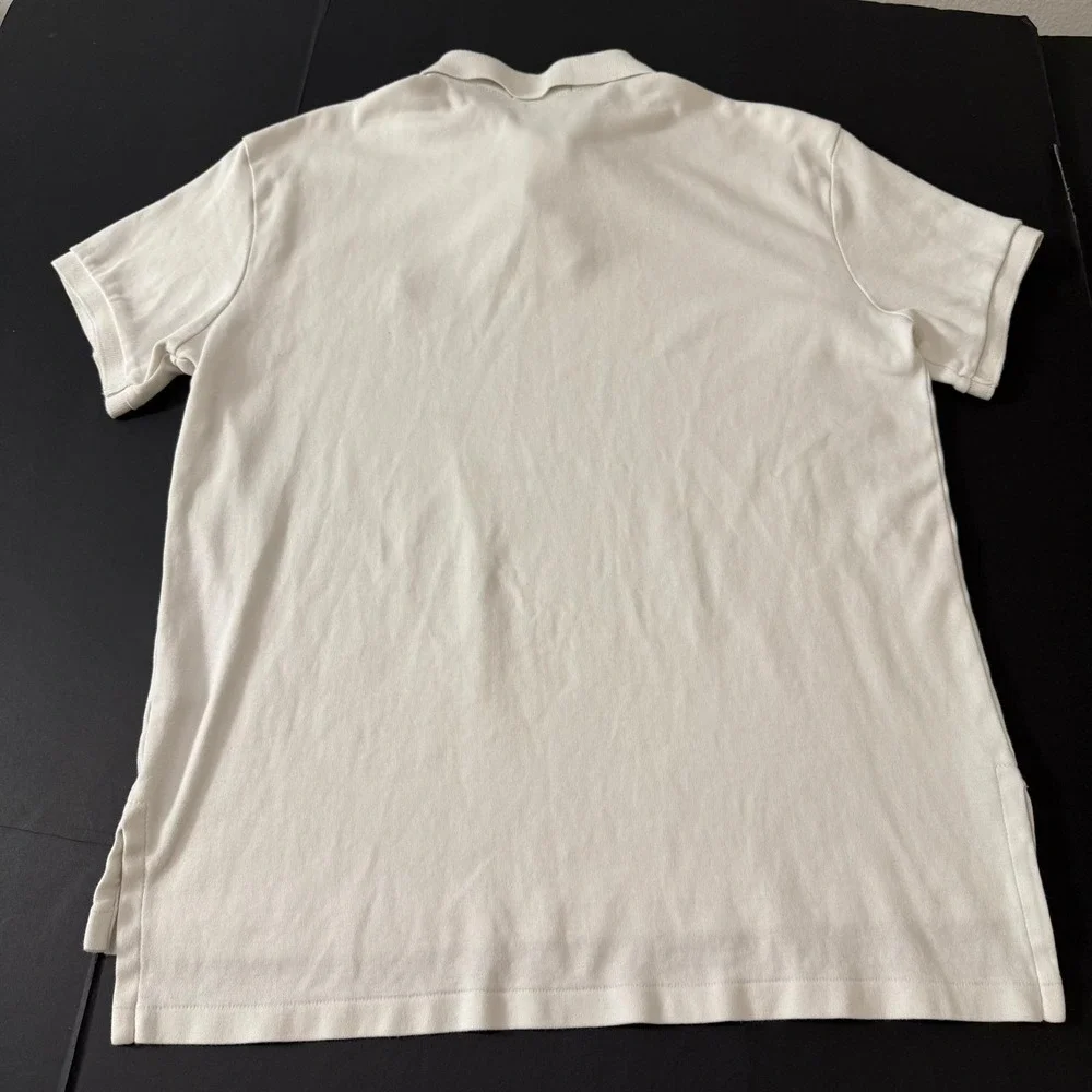 Polo Ralph Lauren Mens Custom Fit Polo Shirt White Cotton Short Sleeve Medium
